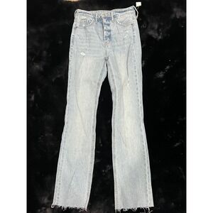 Old Navy High-Rise Kicker Boot-Cut Distressed Light Wash Denim Jeans sz‎ 0